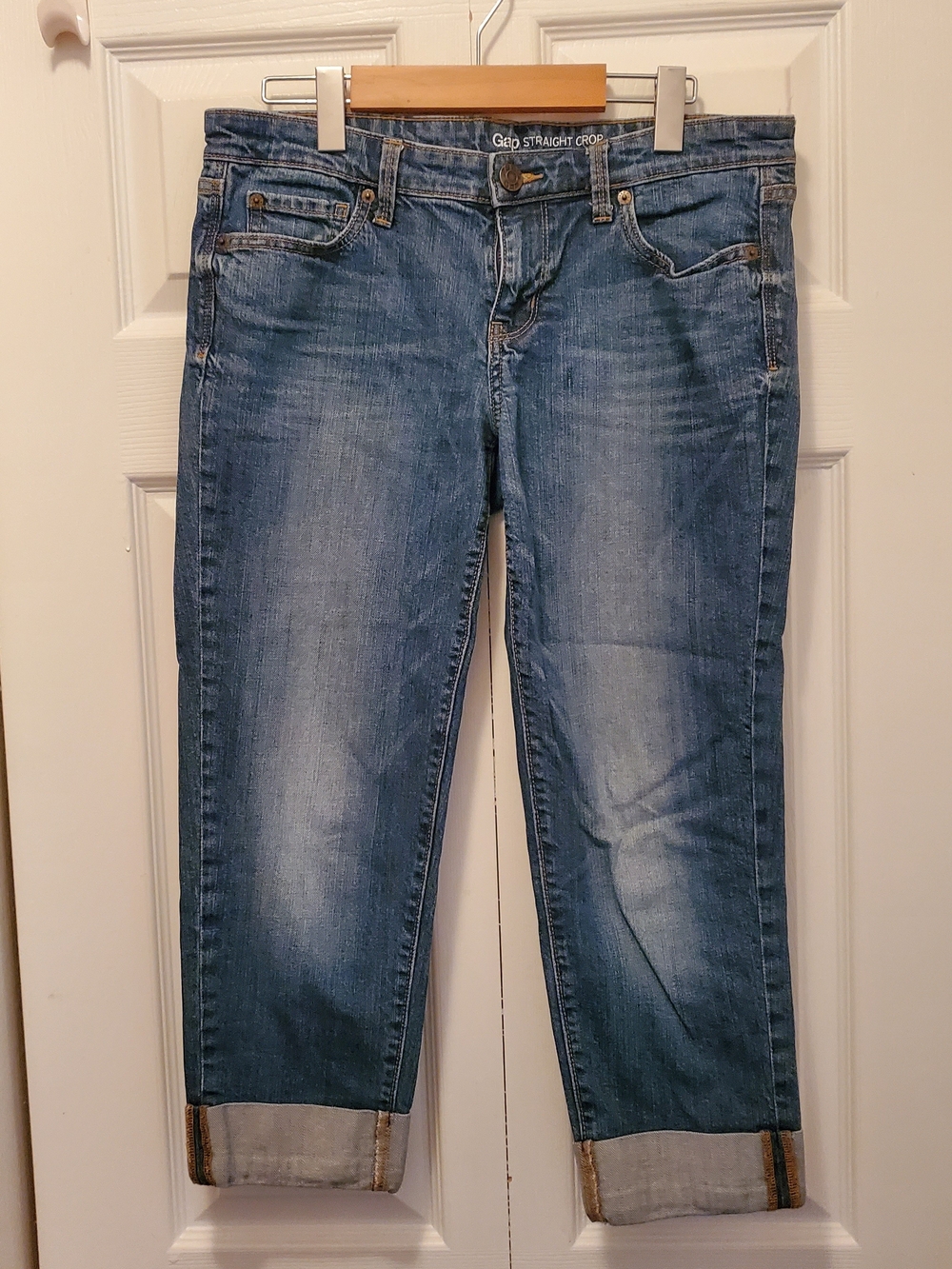 GAP Medium Blue Cuffed Crop Jeans